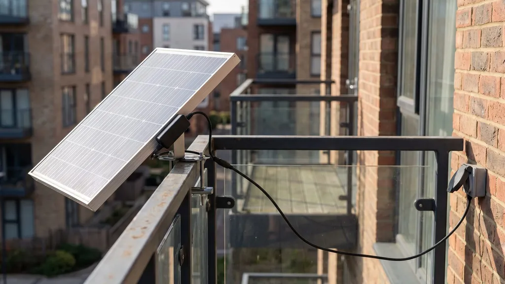 Plug-in balcony solar panels at a UK home