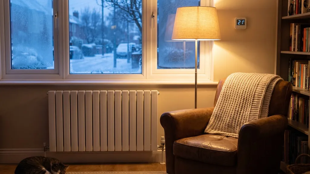 Warm UK home interior in winter
